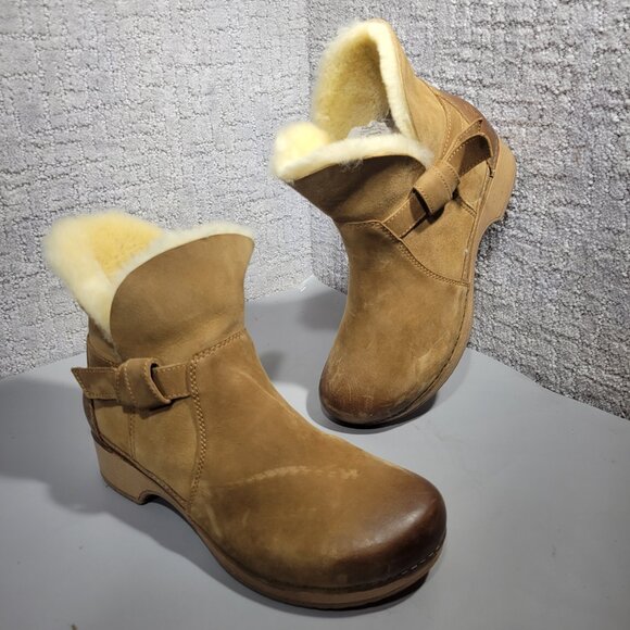 Dansko Bessie Women's Size EU 40 US 9 Tan Shearling Lined Pull on Ankle Boots - Picture 8 of 10